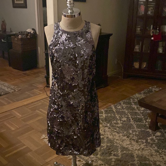 NWOT Mikael Aghal from Bergdorf Goodman  100% silk gorgeous sequin dress. - Picture 2 of 14